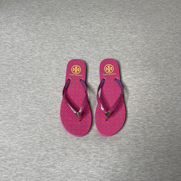 Tory Burch Women’s Vintage Geometric Pink Logo Flip Flop Sandals - Picture 8 of 9